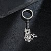 Non-Tarnish 201 Stainless Steel Hollow Fox Pendant Keychain PW-WG77724-01-3