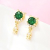 Brass Micro Pave Cubic Zirconia Dangle Stud Earrings EJEW-F405-24G-04-1