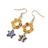 Star Natural Amber & Abalone Shell/Paua Shell Dangle Earrings EJEW-JE07358-01-4