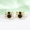 Brass Micro Pave Cubic Zirconia Stud Earrings EJEW-Z156-02G-01-2