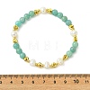 Round Natural Amazonite & Cultured Freshwater Pearl & Brass Beaded Stretch Bracelets for Women BJEW-JB14060-01-4