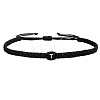 Adjustable Handmade Woven Waxed Cord Braided Bracelets with Acrylic Letter Beads OI4298-20-1