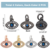 SUPERFINDINGS 8Pcs 4 Colors  Brass Micro Pave Clear Cubic Zirconia Charms KK-FH0003-89-2
