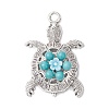Synthetic Turquoise & Acrylic Beaded Flower Sea Animal Pendants PALLOY-JF03830-3
