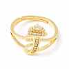 Clear Cubic Zirconia Initial Letter with Crown Adjustable Ring RJEW-M139-17T-2
