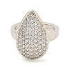 Real Platinum Plated Brass Micro Pave Clear Cubic Zirconia Cuff Rings RJEW-L113-018P-03-2