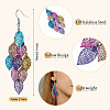2 Pairs 430 Stainless Steel Leaf Dangle Earrings EJEW-TA0001-83B-4