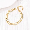 304 Stainless Steel Paperclip Chain Bracelets for Women BJEW-F536-22G-5