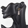 Natural Rose Quartz Bowknot with Round Dangle Stud Earrings EJEW-JE06780-01-4