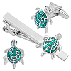 Stainless Steel Cufflinks & Brass Enamel Tie Clips AJEW-AR0005-67-1