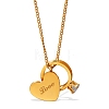 Valentine's Day 304 Stainless Steel Pave Clear Cubic Zirconia Ring & Love Heart Pendant Necklaces for Women WG8D8BB-01-2