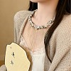 Natural Shell Chip Beaded Alloy Chain Tassel Bib Necklaces for Women WG291D5-01-2