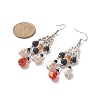 Dyed Synthetic Turquoise Skull & Natural Lava Rock Chandelier Earrings EJEW-TA00219-2