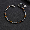 Natural Tiger Eye Heishi Beaded Bracelets with 201 Stainless Steel End Chains OQ4301-1-1