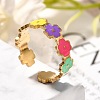 201 Stainless Steel Enamel Open Cuff Ring for Women RJEW-A053-03G-01-1