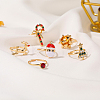  18Pcs 6 6 Style Santa Claus & Christmas Tree & Flower & Deer & Candy Cane Enamel Adjustable Rings Set RJEW-NB0001-03-7