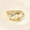 Oval Brass Cat Eye Cuff Rings for Women RJEW-U042-01G-01-1