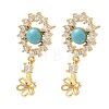 Brass Pave Cubic Zirconia Stud Earring Findings KK-C172-15G-1