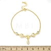 Brass Micro Pave Clear Cubic Zirconia Charm Bracelets for Women BJEW-C083-01A-G-5