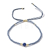 Adjustable Natural Lapis Lazuli Braided Bead Bracelets BJEW-F391-A10-8