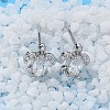 Brass & Clear Cubic Zirconia & Glass Stud Earrings EJEW-Q014-15P-4