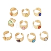 304 Stainless Steel with Glass Cat Eye Cuff Rings for Women RJEW-K309-40F-4