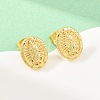 Religion Brass Stud Earrings EJEW-F405-23G-5
