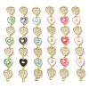 Brass Micro Pave Clear Cubic Zirconia 7 Heart Links Connector Charms KK-H539-14G-1
