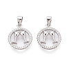 Circle 925 Sterling Silver Micro Pave Clear Cubic Zirconia Pendants STER-T008-84P-1