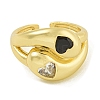 Brass with Cubic Zirconia Open Cuff Rings for Women RJEW-U011-10G-2