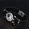 Stainless Steel Yin Yang Link Bracelet with Leather Cords PW-WG54823-02-1