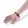 Feng Shui Natural Black Agate & Synthetic Grass Coral Beaded Stretch Bracelets BJEW-JB05022-03-4