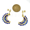 Moon Handmade Glass Seed Beads Dangle Stud Earrings EJEW-MZ00360-01-3