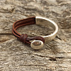Flat Round Alloy & Acrylic & Imitation Leather Cord Bangles for Men FS-WG7E36B-01-1-3