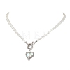 Heart Brass Pave Glass Rhinestone Pendant Necklaces NJEW-JN04954-1