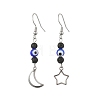 Handmade Evil Eye Lampwork and Natural Lava Rock Dangle Earrings EJEW-JE07451-02-3