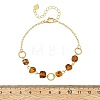 Brass Natural Amber Nuggets Beaded Chain Bracelets for Women BJEW-JB14333-4