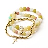 Rosary Cross Stretch Bracelets Set BJEW-JB06674-1