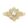 Brass Clear Cubic Zirconia Flower Connector Charms KK-L229-063G-1