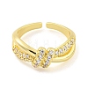 Brass Micro Pave Cubic Zirconia Open Cuff Ring AJEW-U003-04A-G-2