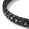Black Leather & 304 Stainless Steel Rope Braided Cord Bracelet Magnetic Clasp for Men Women BJEW-C021-12-4