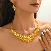 Middle Eastern Bride Brass Flower Necklace & Stud Earrings Sets for Women SX1464-3