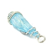 2Pcs Electroplated Natural Quartz Crystal Dyed Copper Wire Wrapped Pendants PALLOY-JF03166-02-5