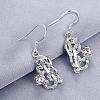 Unique Design Heart with Vine Brass Cubic Zirconia Dangle Earrings EJEW-BB03614-01D-3