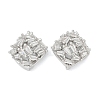 Brass Micro Pave Cubic Zirconia Stud Earring Findings KK-Z094-11P-1