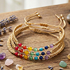 3Pcs Adjustable Chakra Natural & Synthetic Mixed Stone Round Bead Braided Bracelet Sets ZZ4943-3-4
