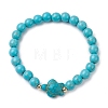 Round Synthetic Turquoise Beaded Stretch Bracelets BJEW-JB10269-04-1