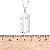 Texture Rectangle with Cross 304 Stainless Steel Pendant Necklaces NJEW-H059-12P-5