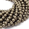 Natural Pyrite Beads Strands G-P075-54-8mm-1