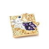 Brass Micro Pave Cubic Zirconia Enamel Pendants KK-L250-08G-04-2